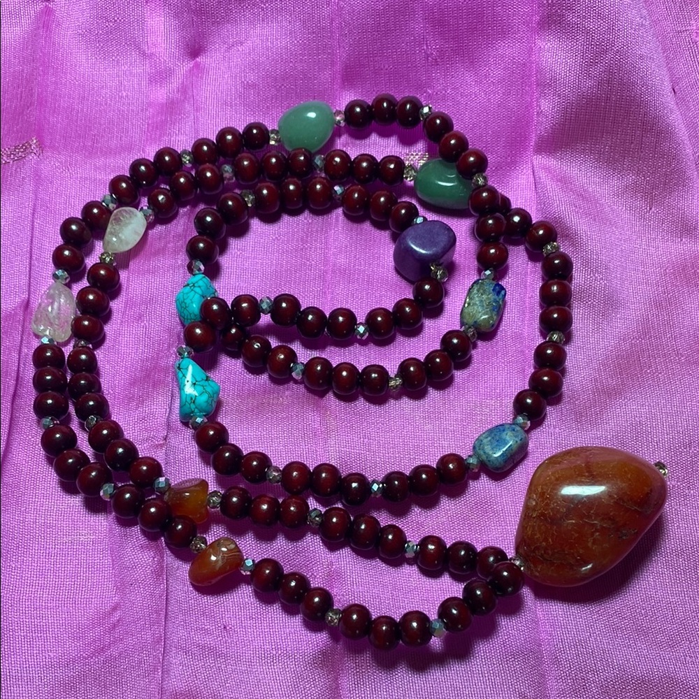 Elegant Multi-Stone Beaded Mala Necklace